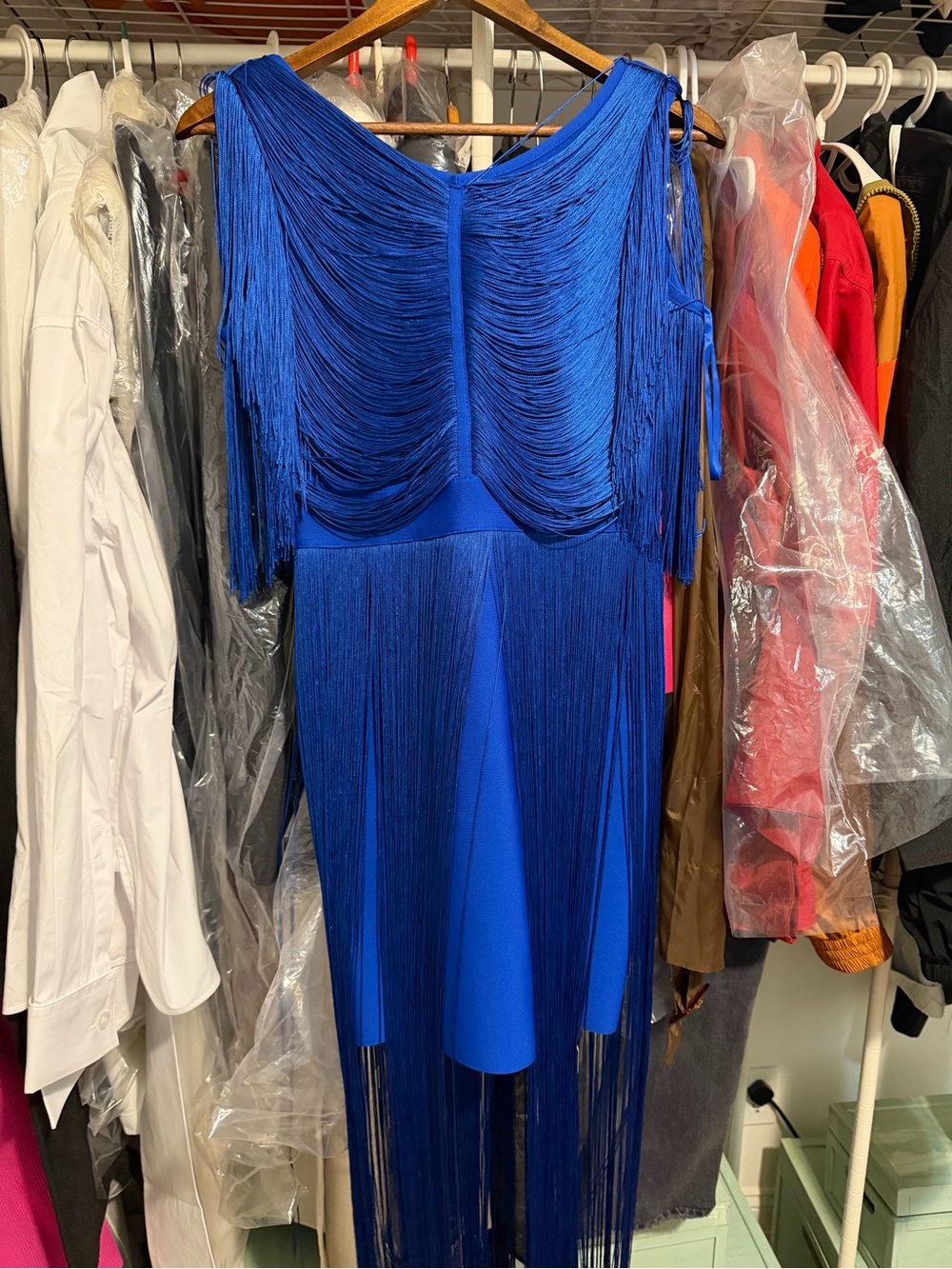 Karen Millen Electric Blue High-Low Fringe Dress - Picture 6 of 7